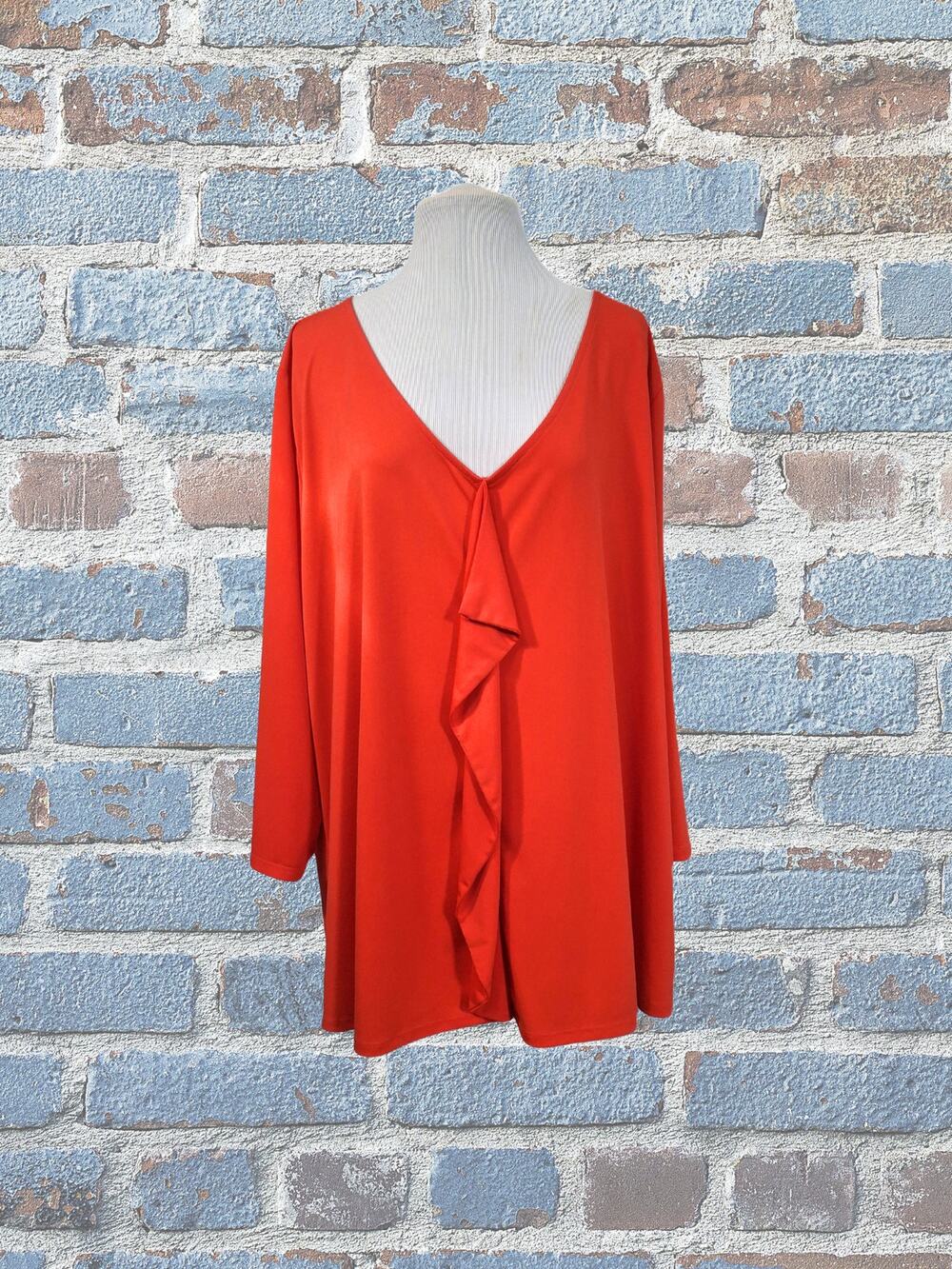Investments II Red Top Plus Size 3X Long Sleeved Dressy